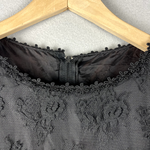 Vintage Witchy Whimsigoth Dress Womens 14 Black Lace Floral Goth Barbara Chodos - Picture 7 of 16